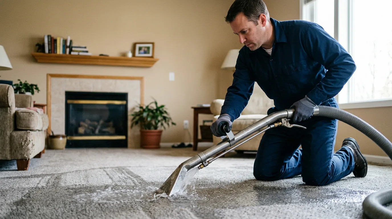 Water damage restoration technician working near Wentzville, MO